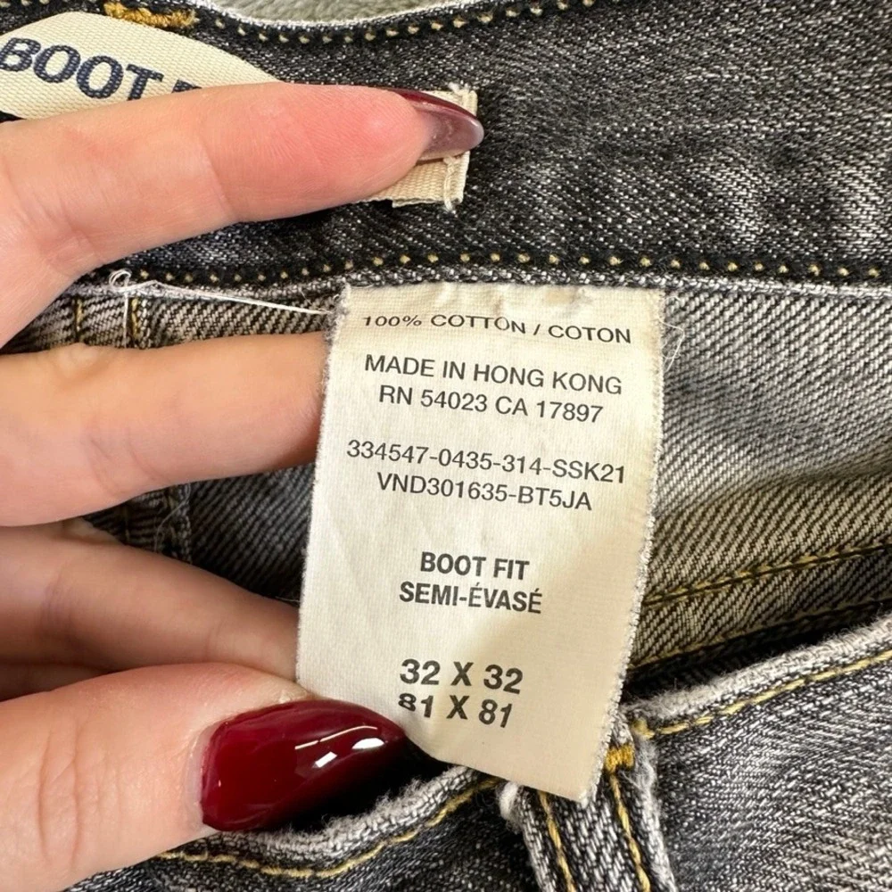 Vintage Mens Boot Fit Jeans 32x32 Gray 100% Cotton Denim Button Fly Distressed